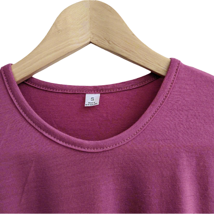 Bright Pink Long Sleeved Merino Wool Womens Top