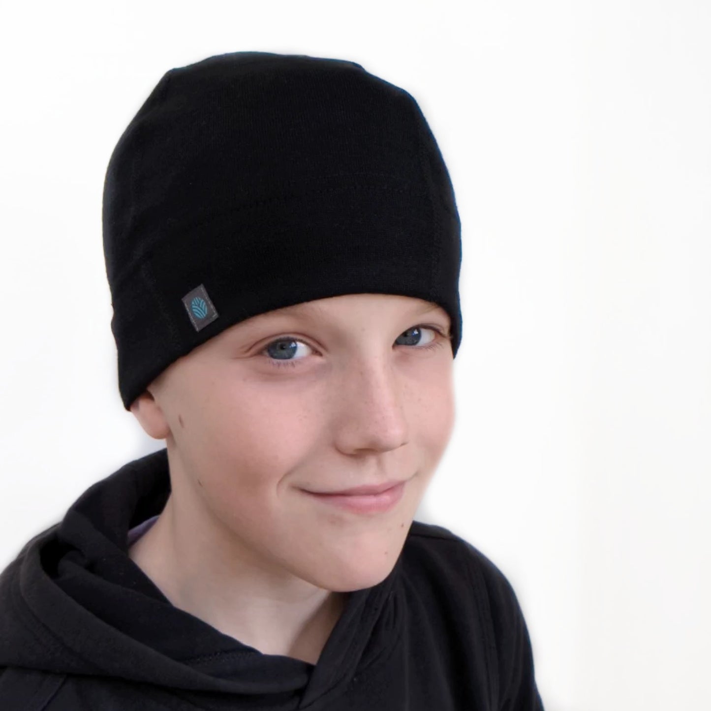 Black Merino Wool Beanie