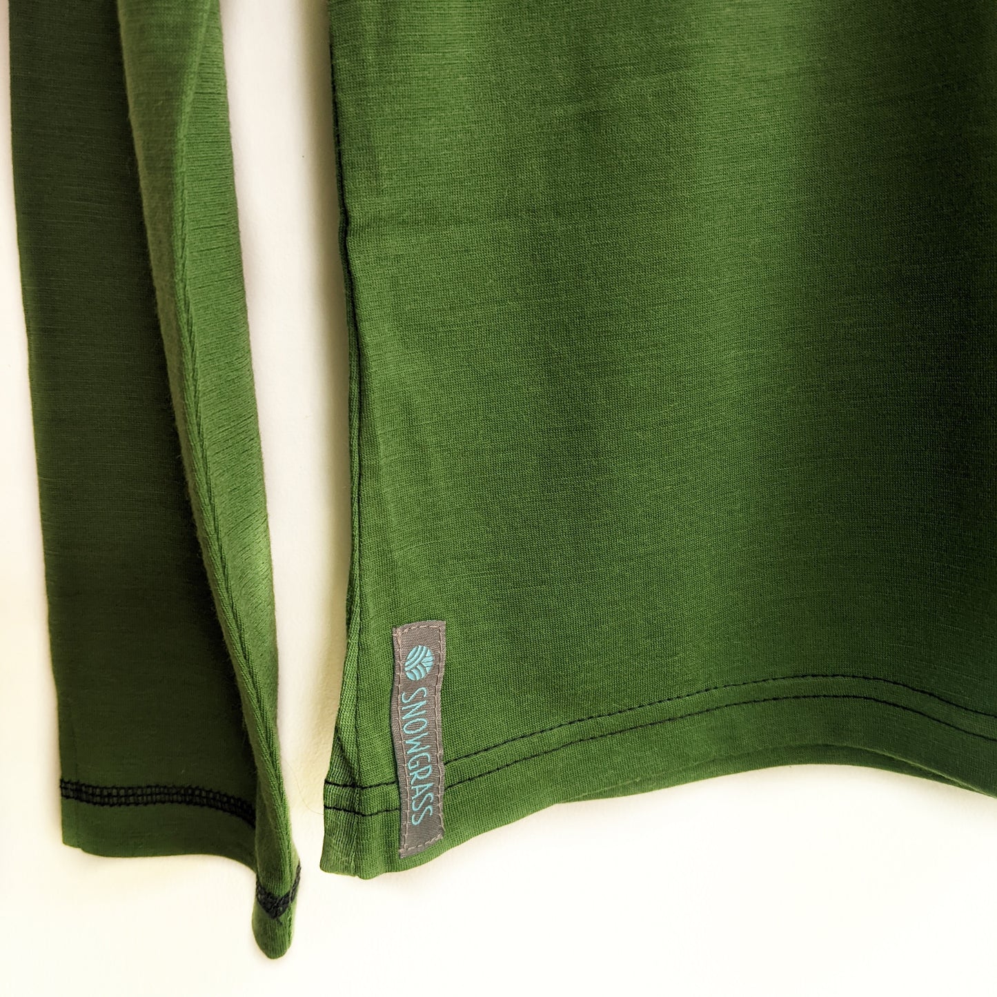 Leaf Green Long Sleeved Merino Wool Womens Top