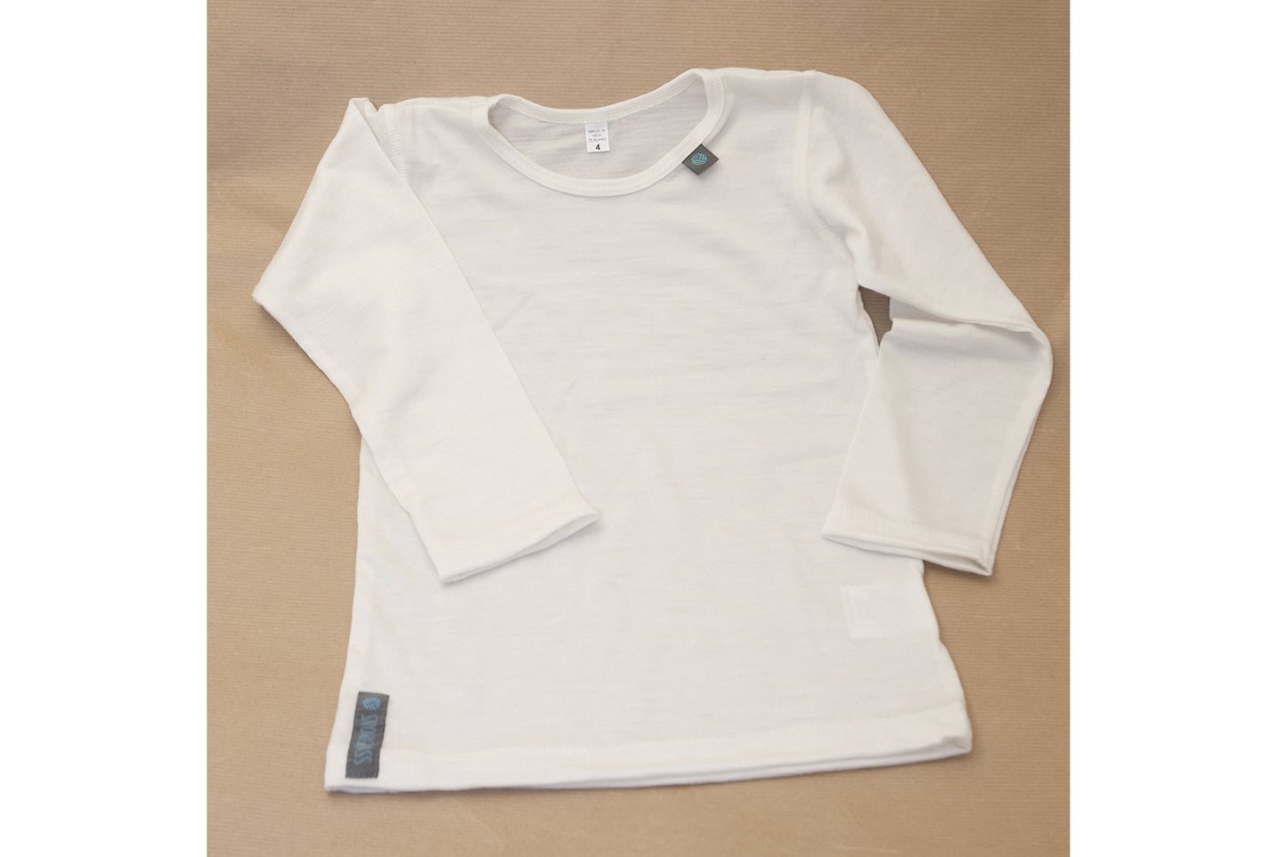 Soft White Merino Wool Long Sleeved Children's Top