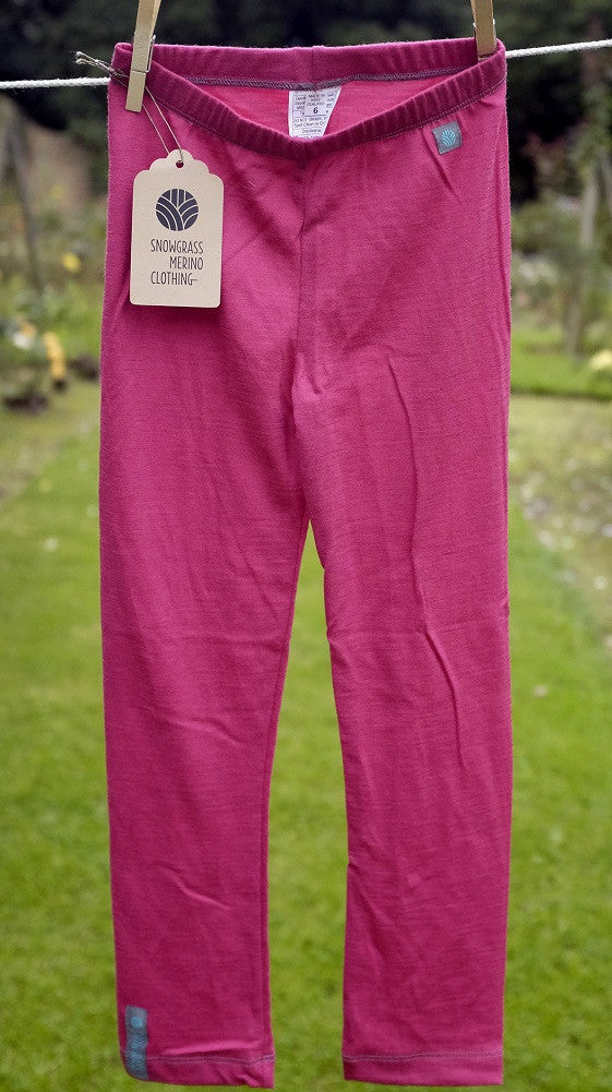 Lipstick Pink Merino Wool Leggings
