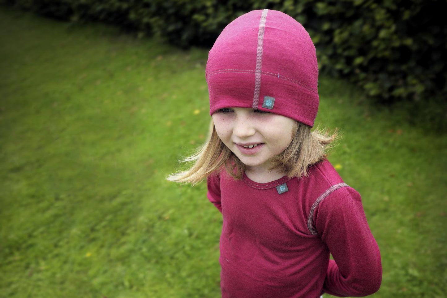 Lipstick Pink Merino Wool Long Sleeved Children's Top