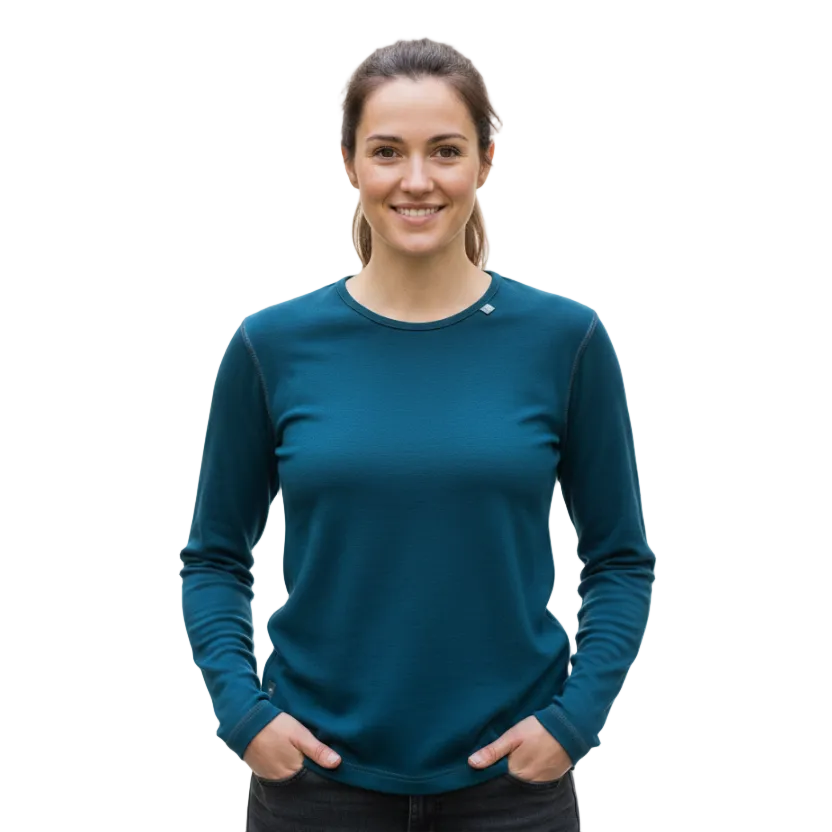 Peacock Long Sleeved Merino Wool Womens Top