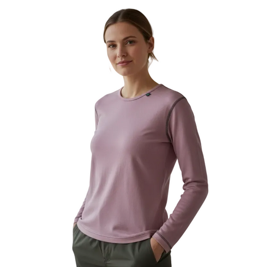 Powder Pink Long Sleeved Merino Wool Womens Top