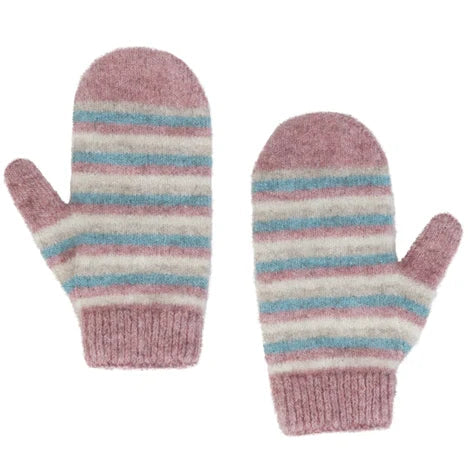 Striped Possum Fur-Merino Wool-Silk Childrens Mittens | Native World