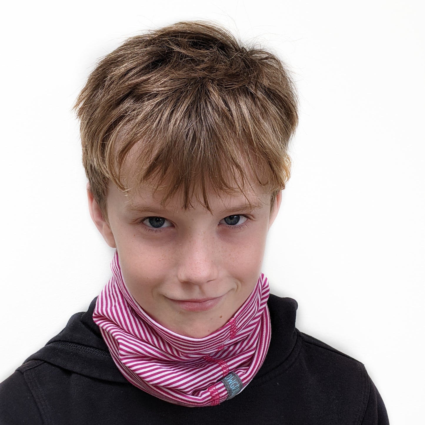 Pink Stripe Merino Wool Neck Gaiter