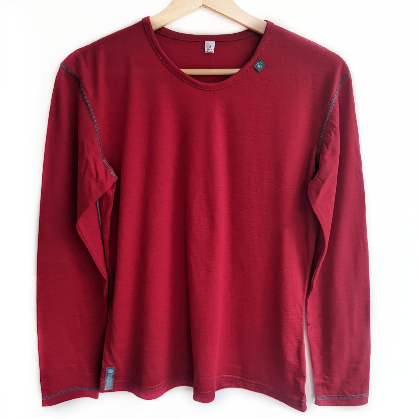 Chilli Red Long Sleeved Merino Wool Womens Top