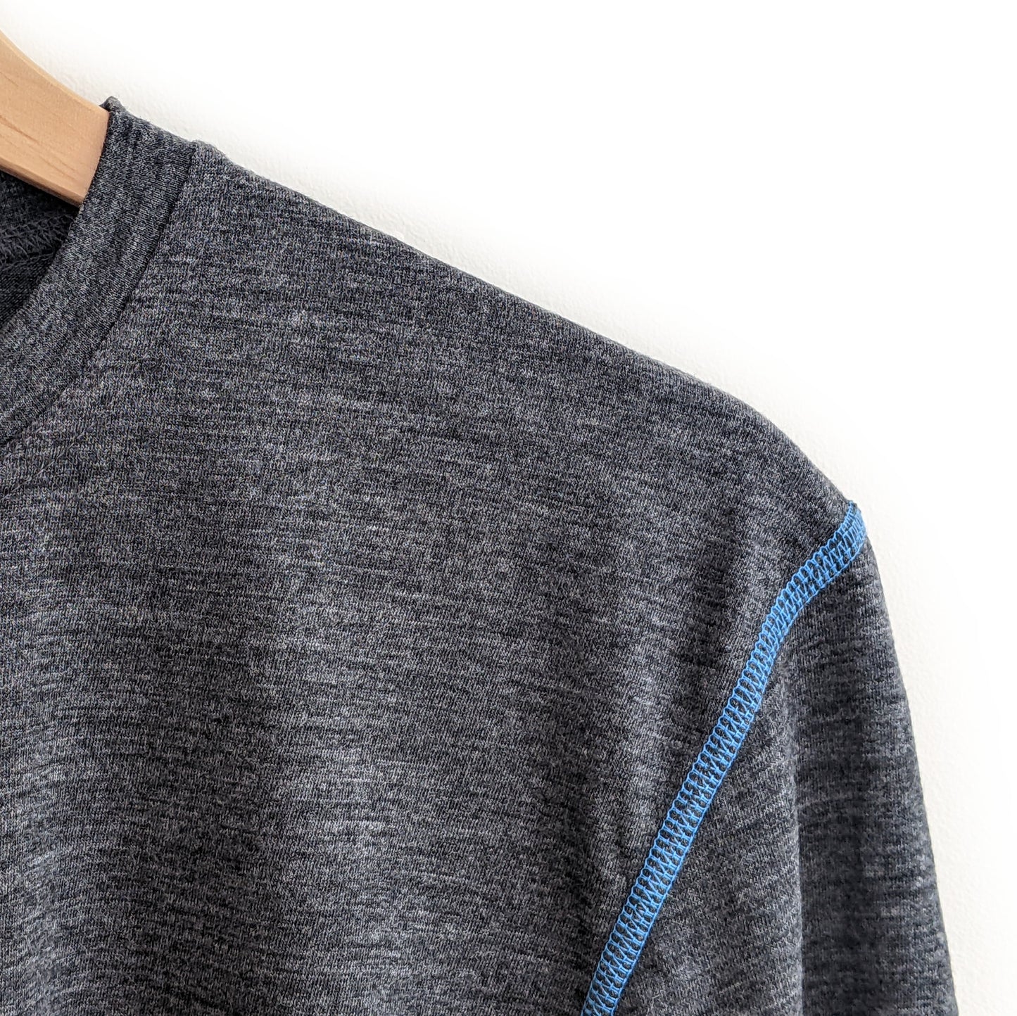 Charcoal Long Sleeved Merino Wool Mens Top