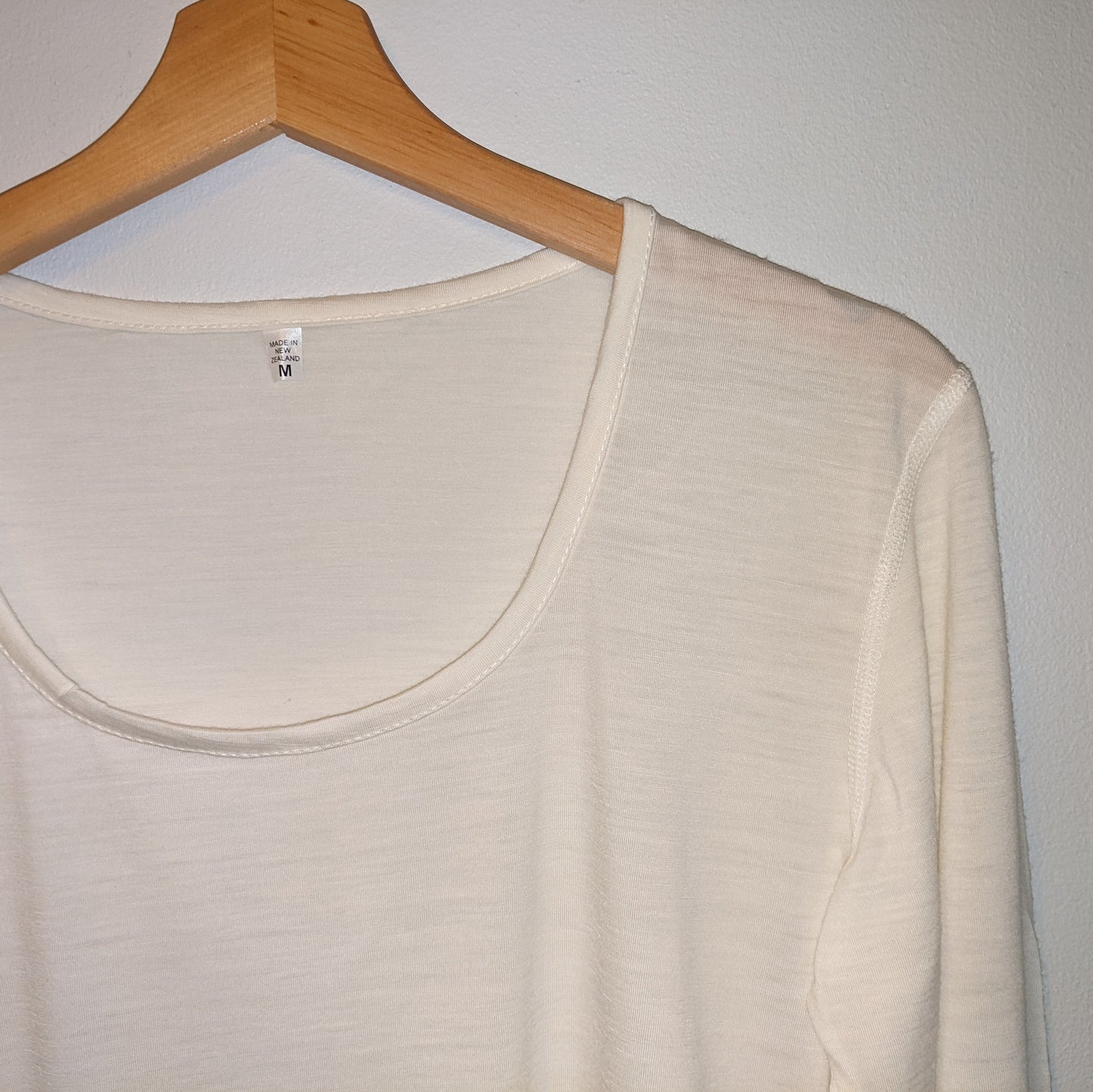 Soft White Long Sleeved Scoop Neck Merino Wool Womens Vest