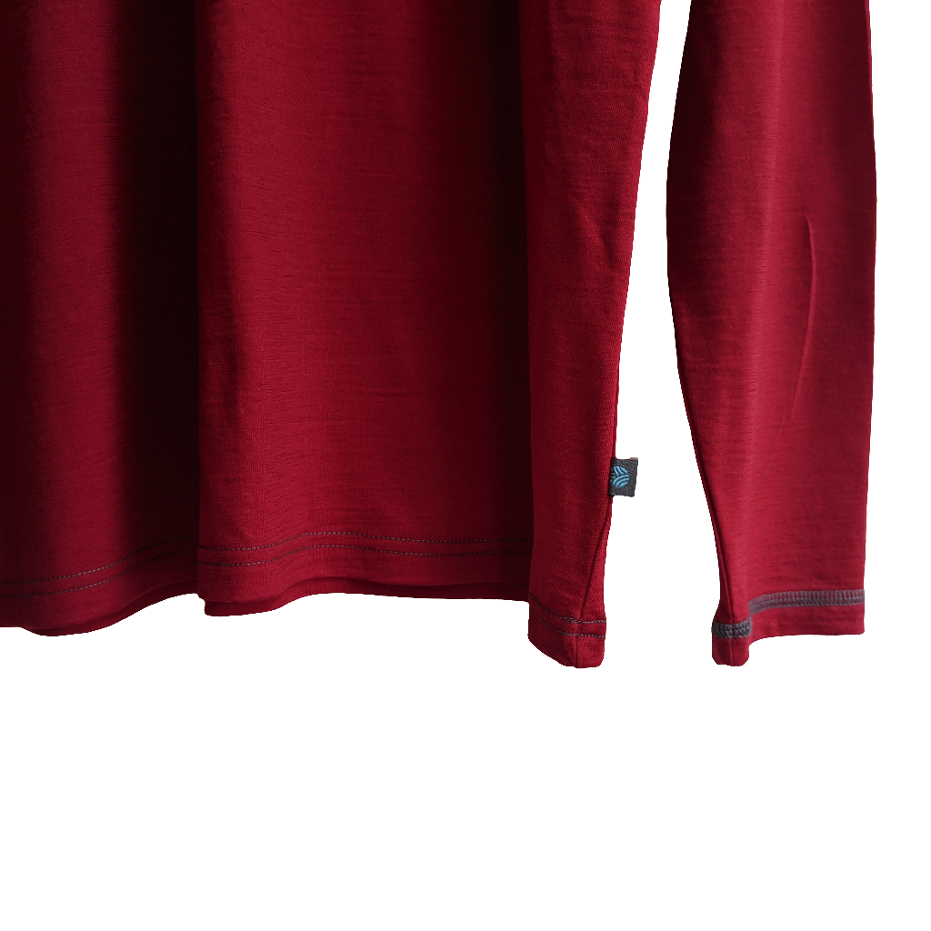 Chilli Red Long Sleeved Merino Wool Mens Top