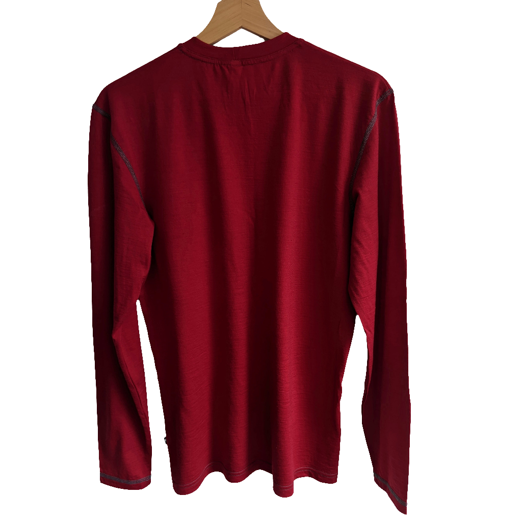 Chilli Red Long Sleeved Merino Wool Mens Top