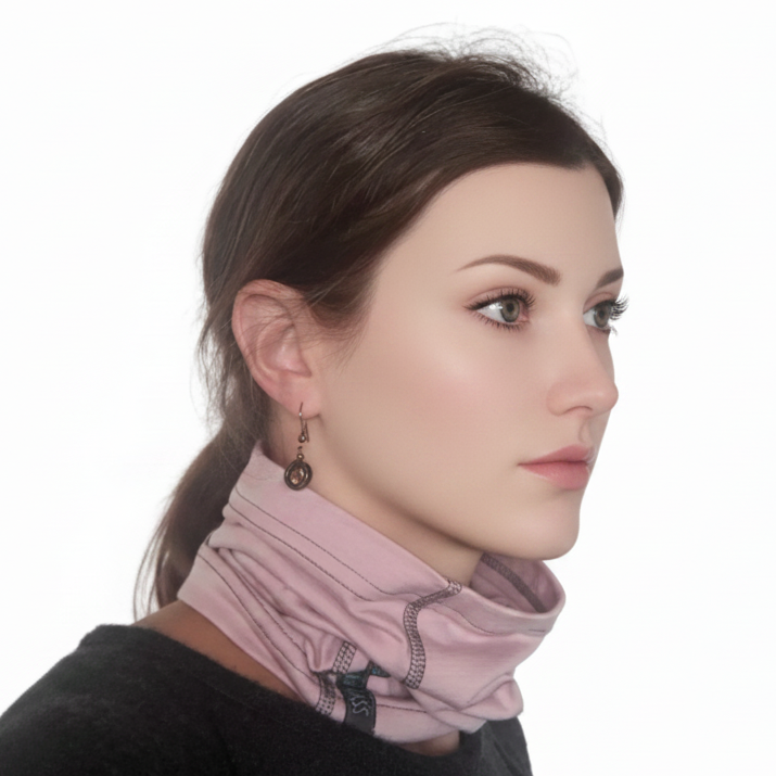 Powder Pink Merino Wool Neck Gaiter - AI Model