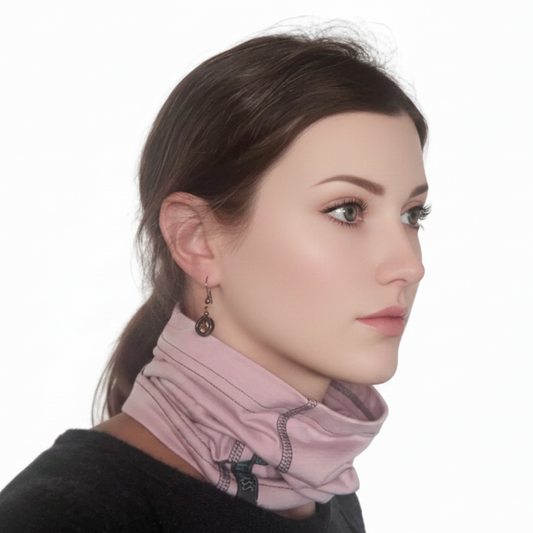 Powder Pink Merino Wool Neck Gaiter - AI Model
