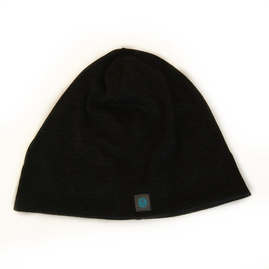 Black Merino Wool Beanie
