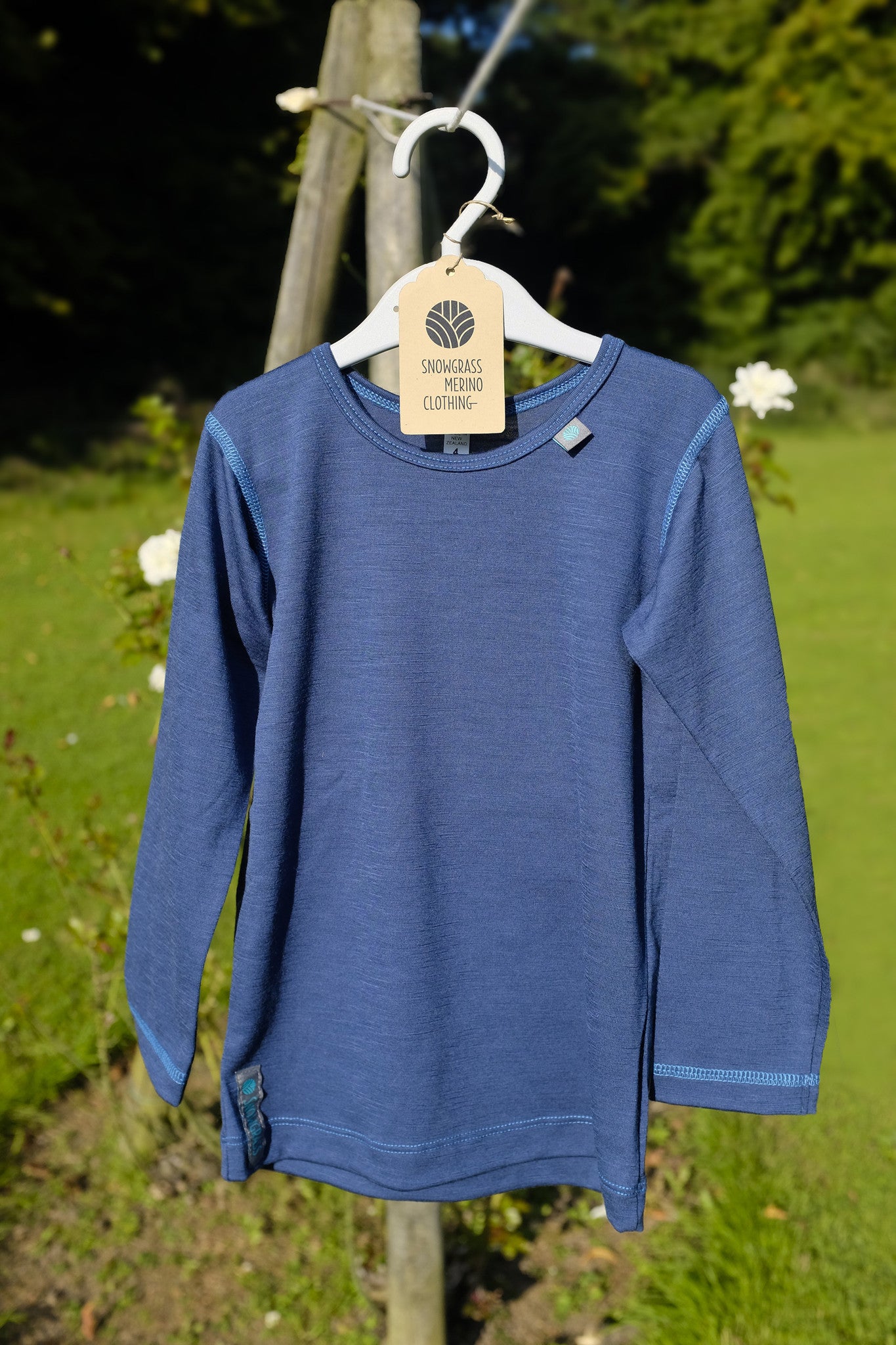 Blue Night Merino Wool Long Sleeved Top