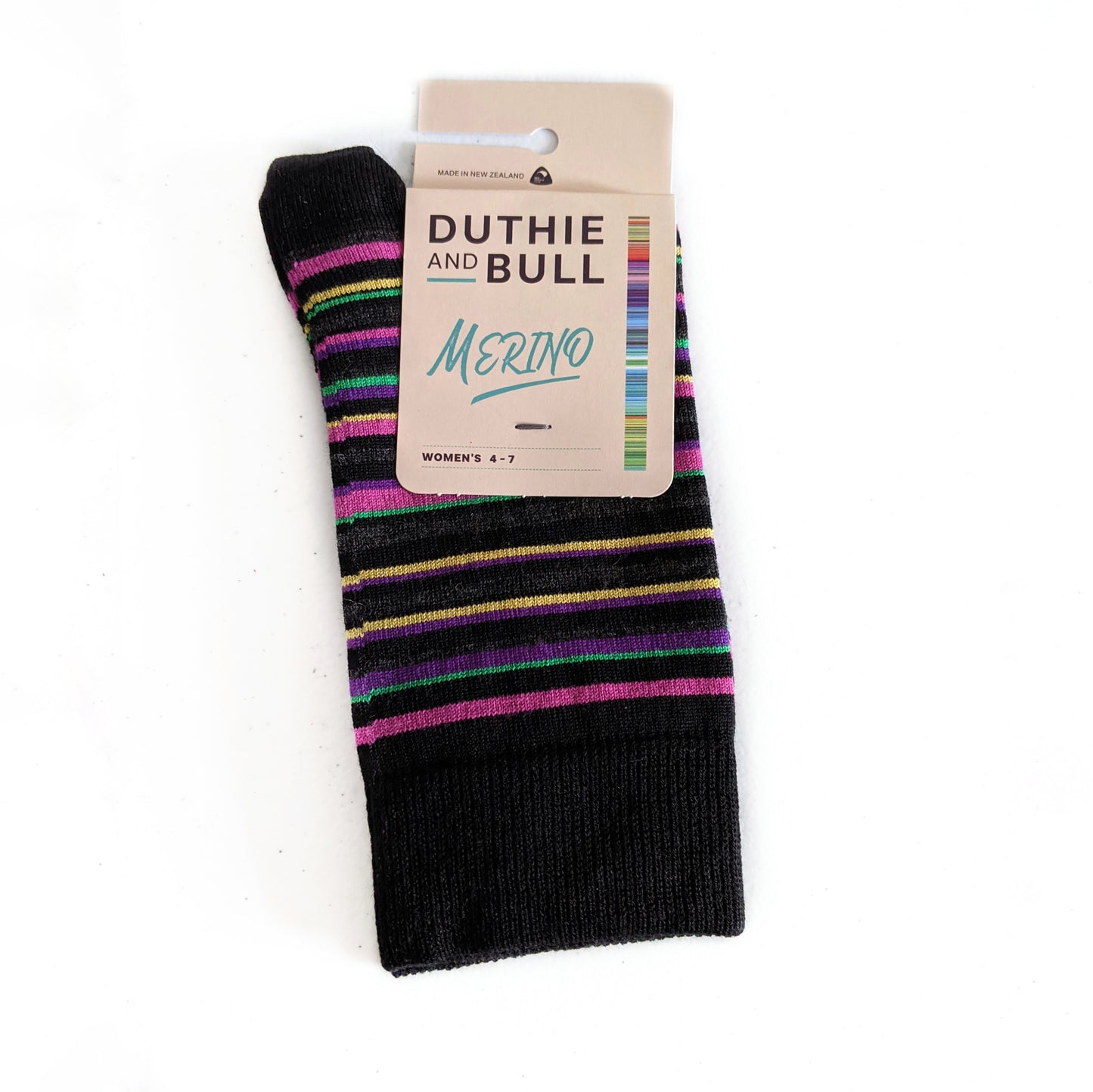 Pink Stripe Merino Wool Ladies Socks