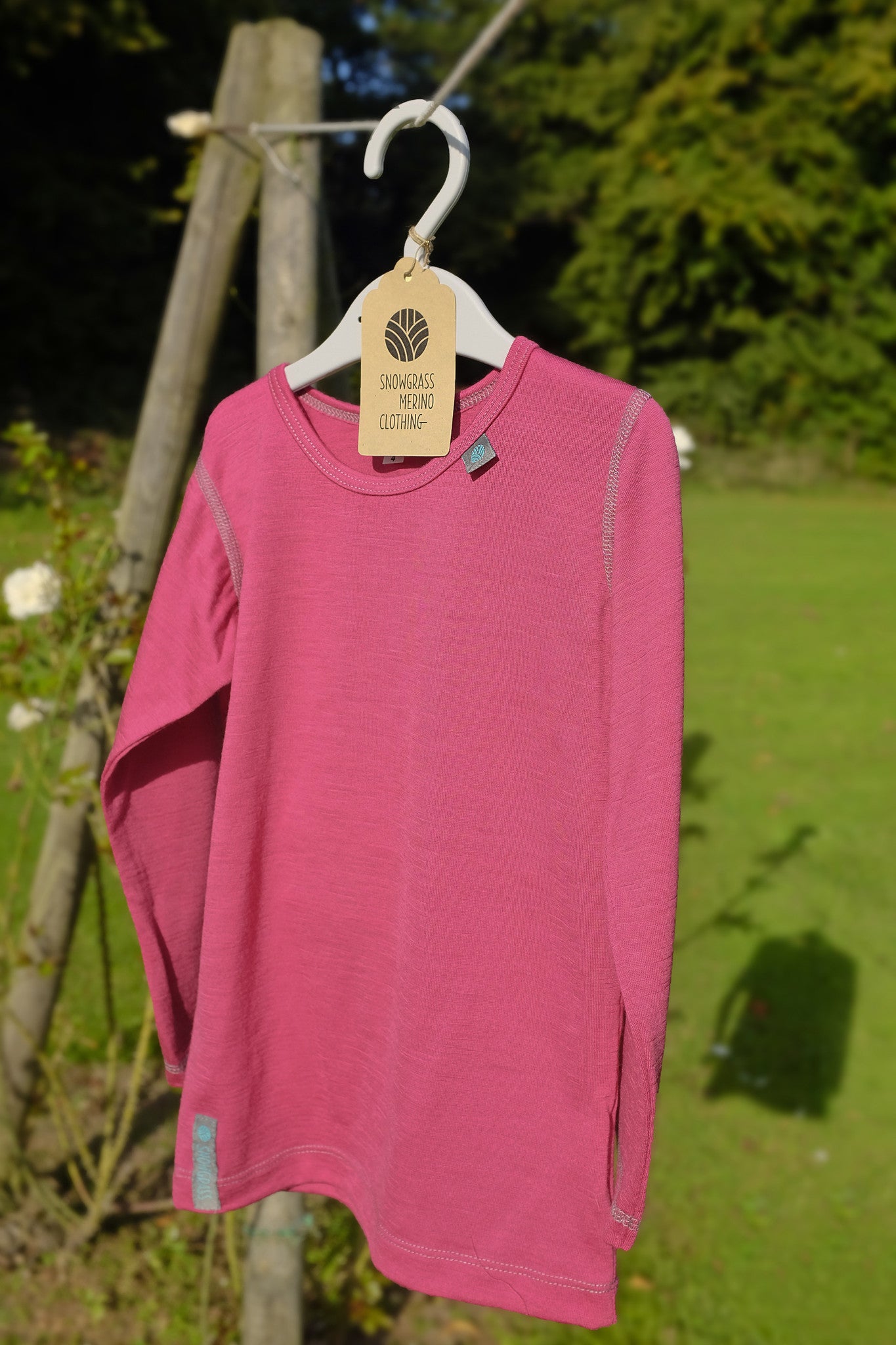 Lipstick Pink Merino Wool Long Sleeved Top
