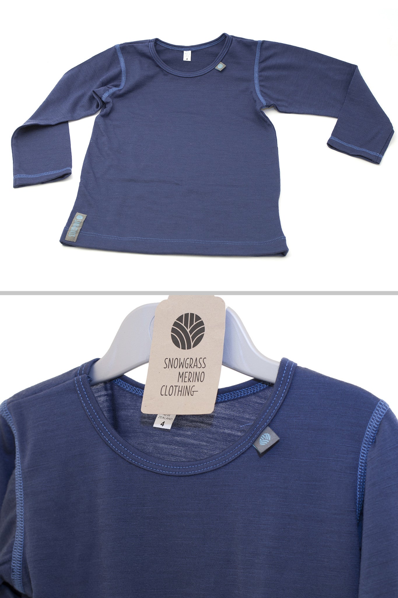 Blue Night Merino Wool Long Sleeved Top